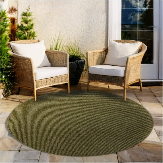Koeckritz Rugs 7' Round Olive Amber Luxe Soft Indoor Outdoor Rug for Comfort & Style