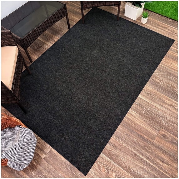 Koeckritz Rugs Black Ice Indoor/Outdoor Area Rug, 4' x 18', Lightweight & Durable