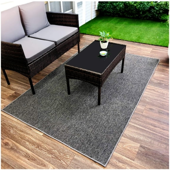 Koeckritz Rugs Charcoal 3' Round Standard Area Rug for Indoor or Outdoor Living Spaces