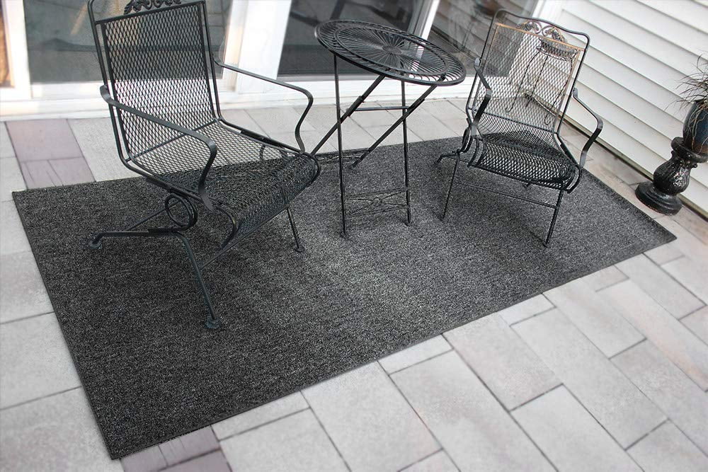 Koeckritz Rugs Charcoal Indoor/Outdoor Area Rug Carpets and Runners with Premium Bound Fabric