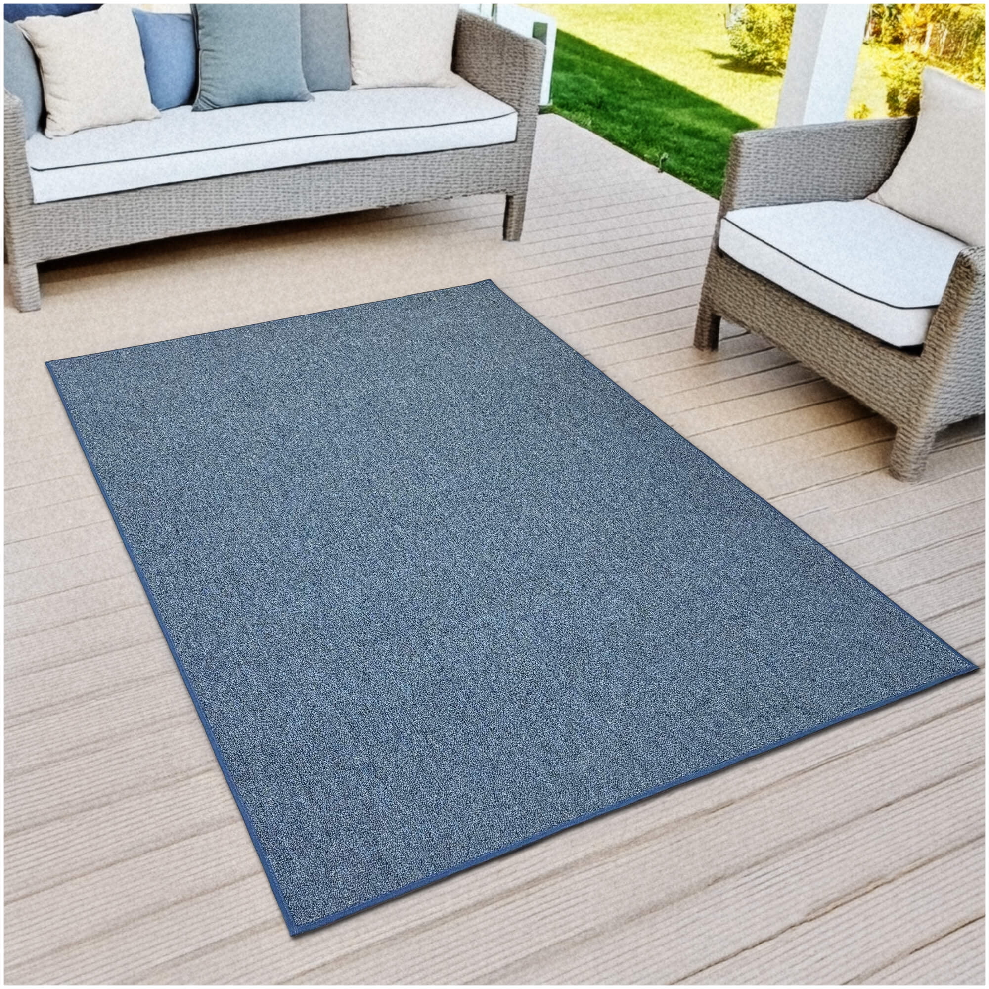 Koeckritz 8'x16' Cobalt Patio Exterior Rug - Indoor Outdoor Area