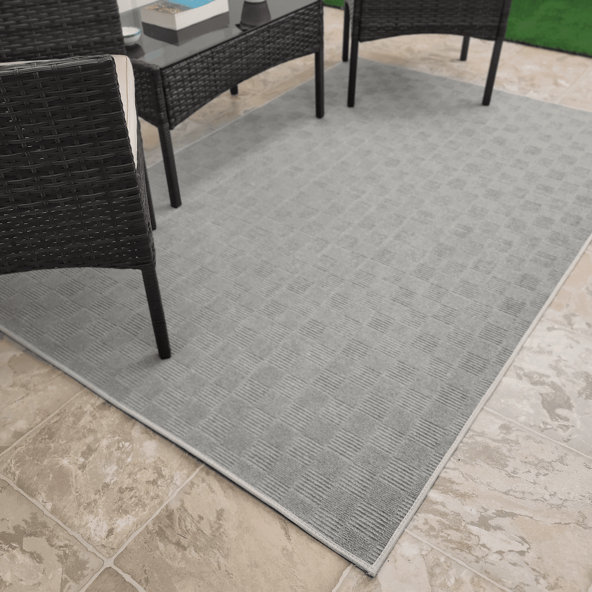 Koeckritz Rugs Dove Checkerboard ECO-Friendly DuraKnit Indoor/Outdoor ...