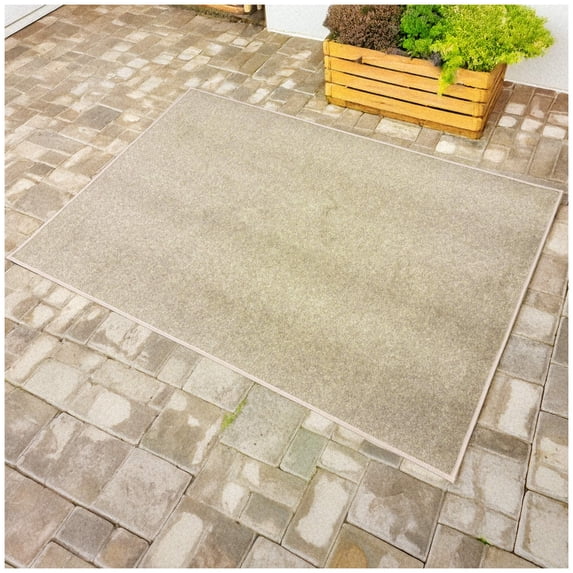 Koeckritz Rugs Economical 12'x12' Taupe Area Rug, Soft & Durable for Indoors/Outdoors