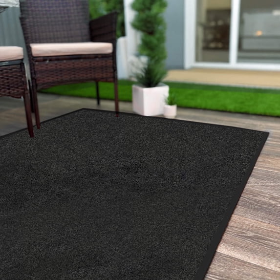 Koeckritz Rugs Economical 4'x4' Square Black Area Rug, Soft & Durable for Indoors/Outdoors