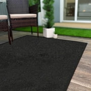 Koeckritz Rugs Economical 7'x10' Black Area Rug, Soft & Durable for Indoors/Outdoors