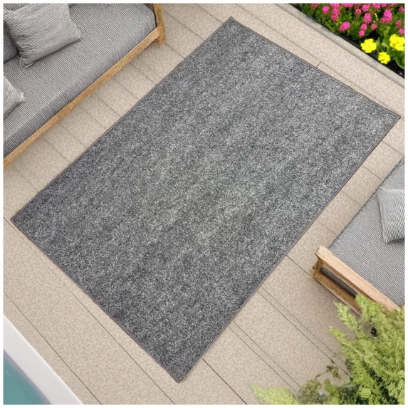 Koeckritz Rugs Economical Sky Grey 4'x12' Area Rug, Soft & Durable for Indoors/Outdoors