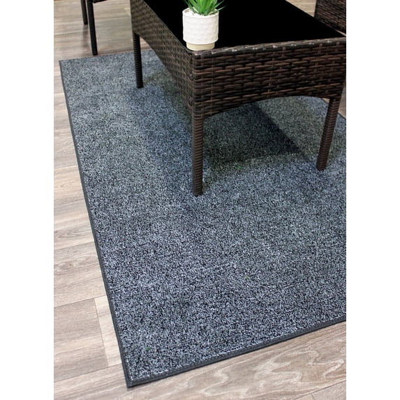 Koeckritz Rugs Gray Black Indoor/Outdoor Artificial Grass Rug, 2'x6', Lightweight