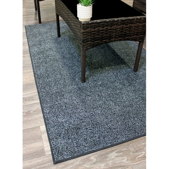 Koeckritz Rugs Gray Black Indoor/Outdoor Artificial Grass Rug, 2'x8', Lightweight