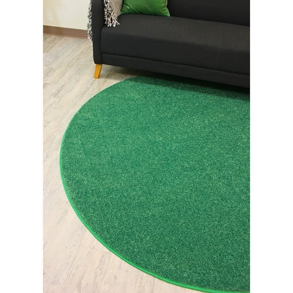 Koeckritz Rugs Kid Crossing Soft Area Rug, 5'x8' Oval, Solid Green for Bedroom