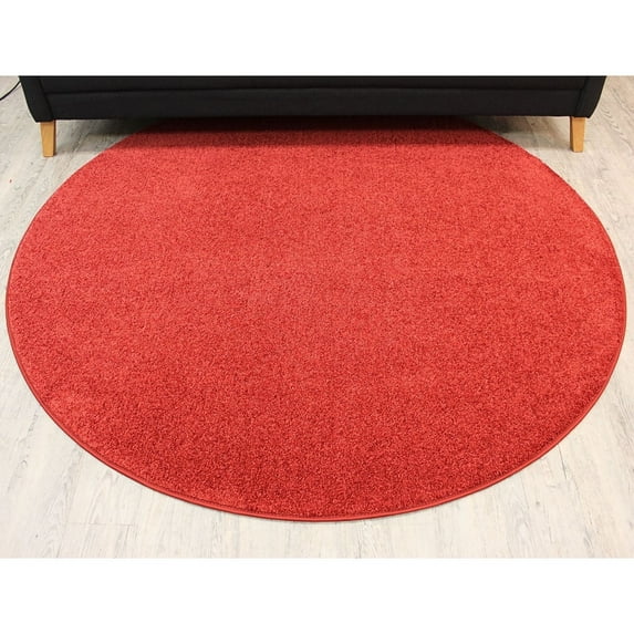 Koeckritz Rugs Kid Crossing Soft Area Rug, 6' Round, Fire Engine Red, For Bedroom