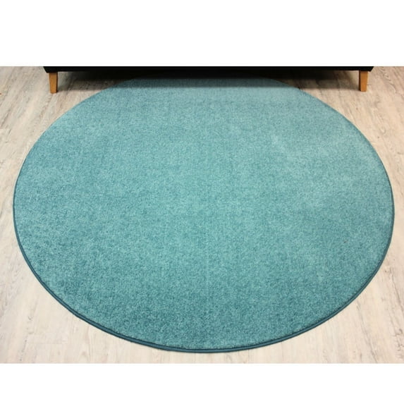 Koeckritz Rugs Kid Crossing Soft Area Rug, 7' Round, Aqua, for Living Room, Bedroom