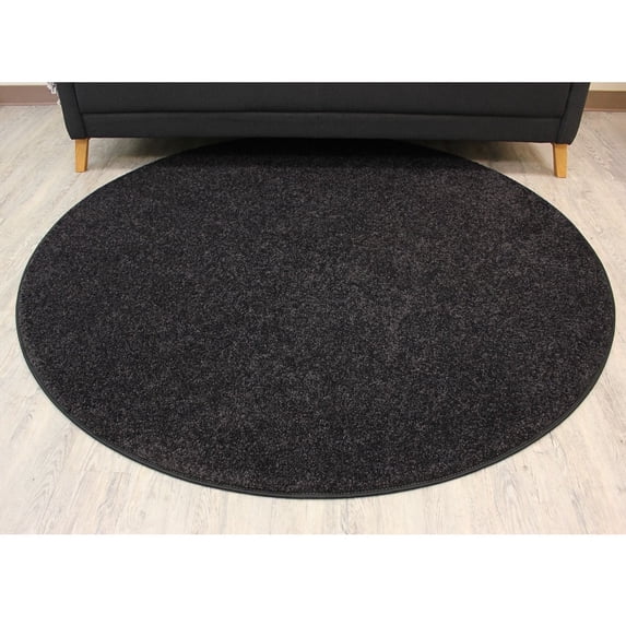 Koeckritz Rugs Kid Crossing Soft Area Rug, 7' Round, Black, for Living Room, Bedroom