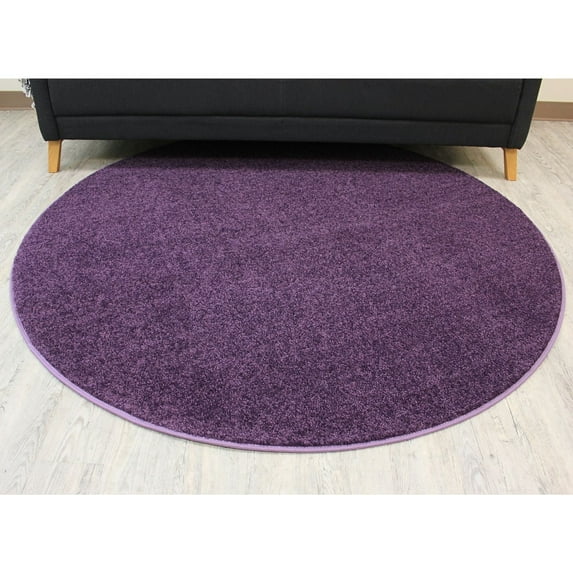Koeckritz Rugs Kid Crossing Soft Area Rug, 7' Round, Solid Purple, for Bedroom