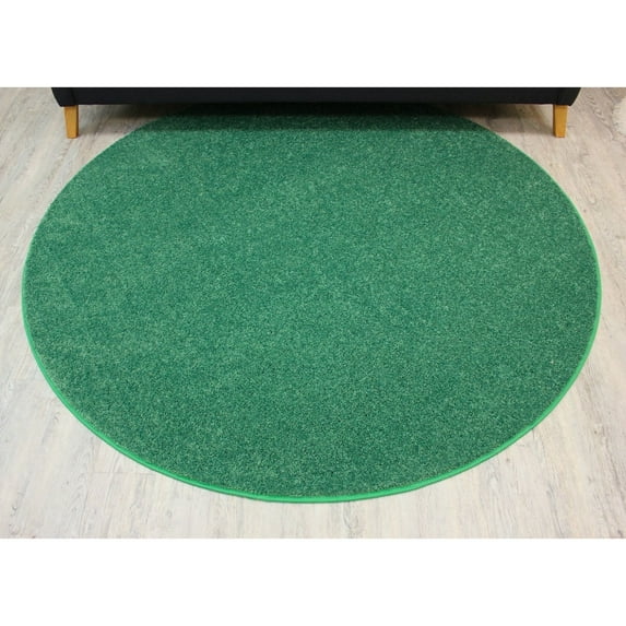 Koeckritz Rugs Kid Crossing Soft Area Rug, 8' Round, Solid Green for Living Room, Bedroom