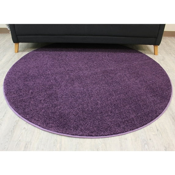 Koeckritz Rugs Kid Crossing Soft Area Rug, 8' Round, Solid Purple, for Bedroom