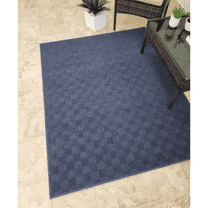 Koeckritz Rugs Ocean Blue Checkerboard ECO-Friendly DuraKnit Indoor/Outdoor Area Rug, 4'x10'