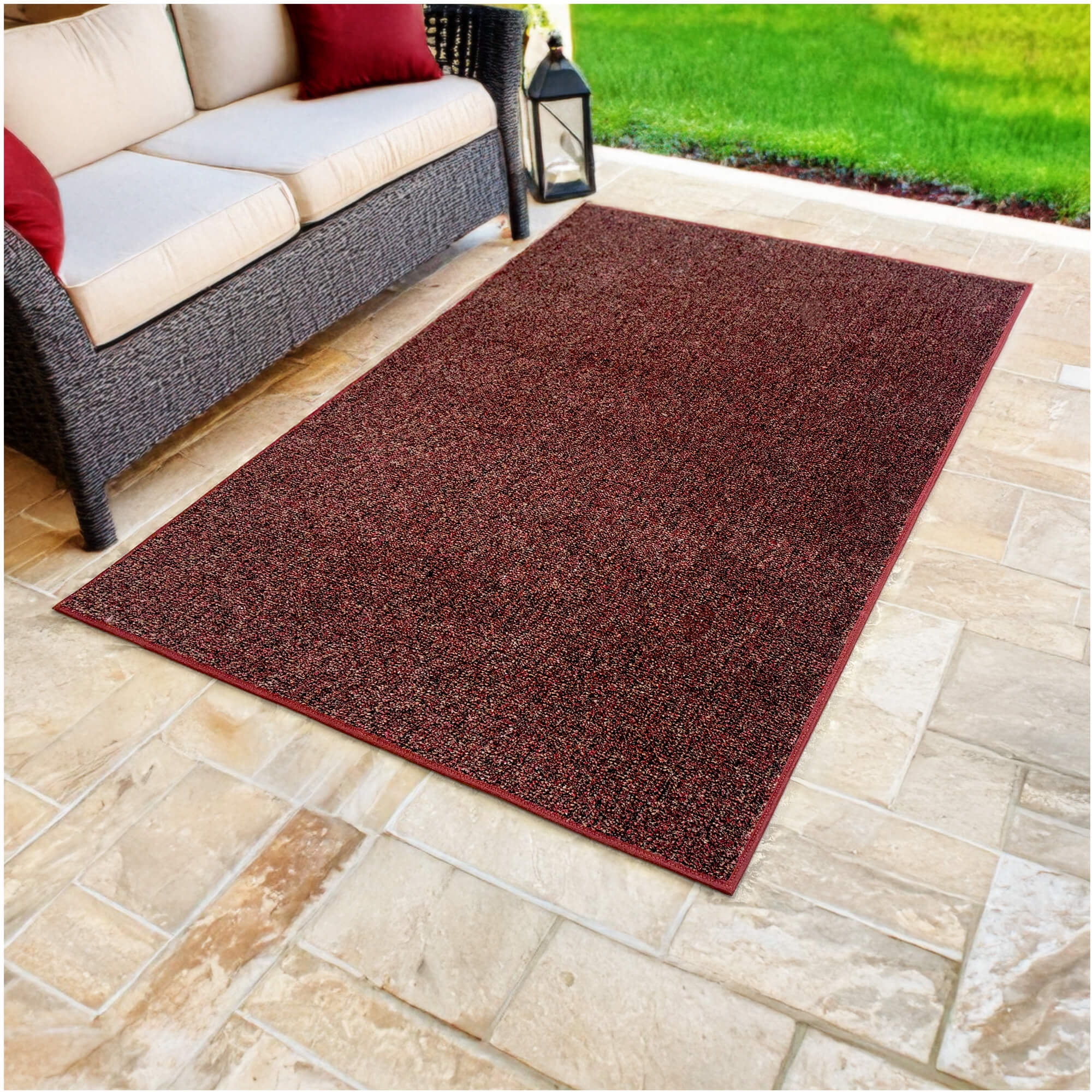 Koeckritz Rugs Premium 4'x4' Red Berry Indoor/Outdoor Turf Rug Ideal for Patios, Decks