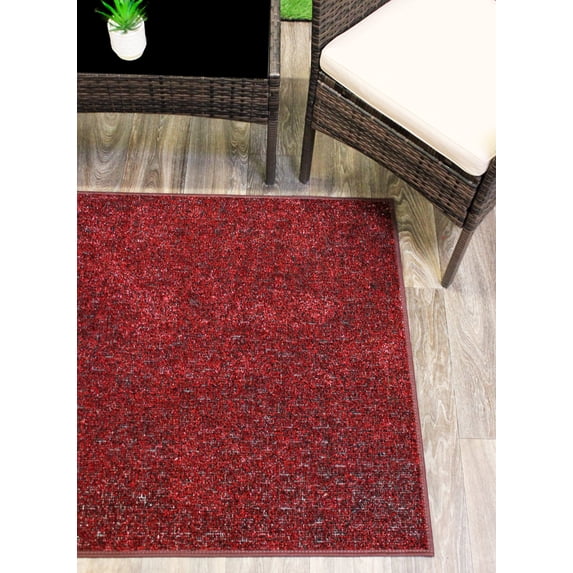 Koeckritz Rugs Red Black Indoor/Outdoor Artificial Grass Rug, 3'x18', Lightweight