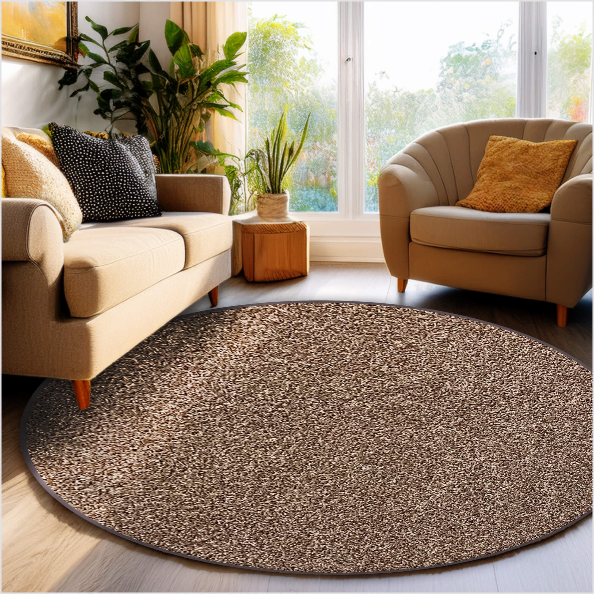 Koeckritz Rugs Soft & Cozy Brown 7' Round Indoor Area Rug for Living ...