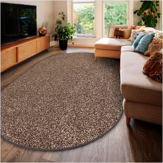 Koeckritz Rugs Soft & Cozy Brown 8'x10' Oval Indoor Area Rug for Living Room or Bedroom