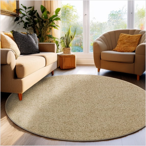 Koeckritz Rugs Soft & Cozy Sand 4' Round Indoor Area Rug for Living Room or Bedroom
