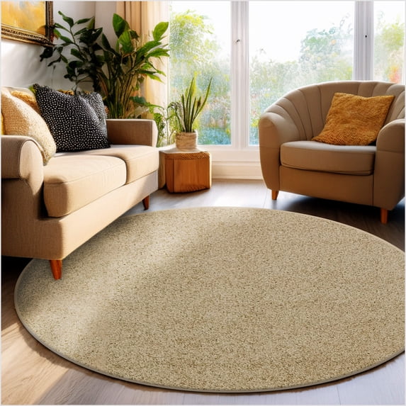 Koeckritz Rugs Soft & Cozy Sand 5' Round Indoor Area Rug for Living Room or Bedroom