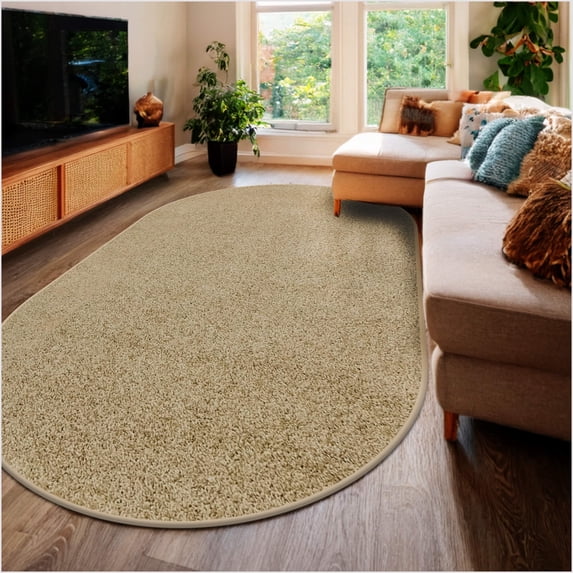 Koeckritz Rugs Soft & Cozy Sand 8'x10' Oval Indoor Area Rug for Living Room or Bedroom