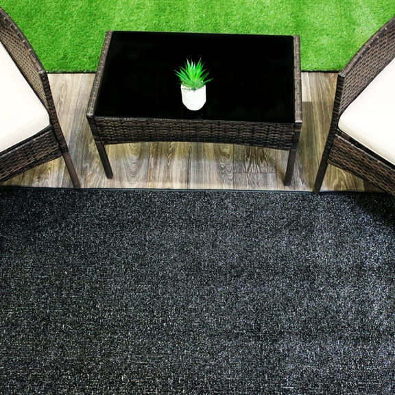 Koeckritz Rugs Solid Black Indoor/Outdoor Artificial Grass Rug, 12'x18', Lightweight
