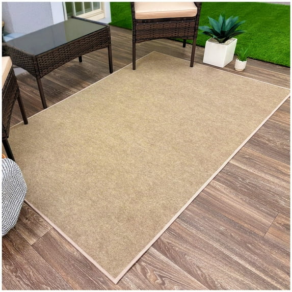 Koeckritz Rugs Taupe Indoor/Outdoor Area Rug, 7' x 16', Lightweight & Durable