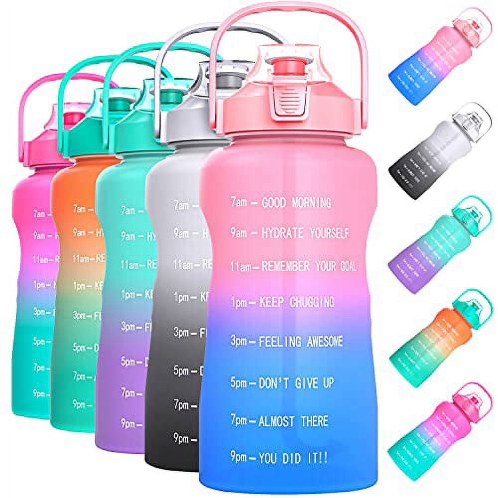 Carevas Sports Water Bottle with Time Marker BPA Free & Leak proof Portable  Reusable Drinking Kettle Fitness Sport 1L Water Jug for Men Women Student  to Camping Office School Gym Workout 