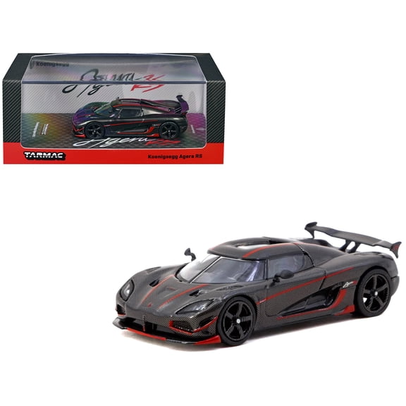 Koenigsegg Agera RS Black Carbon with Red Accents "Global64" Series 1/64 Diecast Model Car by Tarmac Works