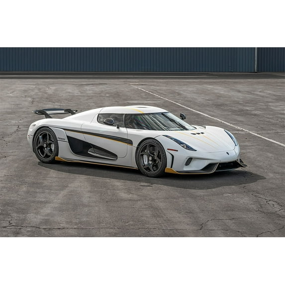 Koenigsegg Regera Swedish Brand Sporty Car Wall Indoor Decor - 24x36 Inch Glossy Laminated Poster - Stunning Detail and Bold Colors