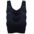 thumbnail image 1 of Women Plus Size Seamless Bra 3-pack Breathable Everyday Comfortable Mesh Yoga Sports Bra Wireless with Pads, 1 of 6