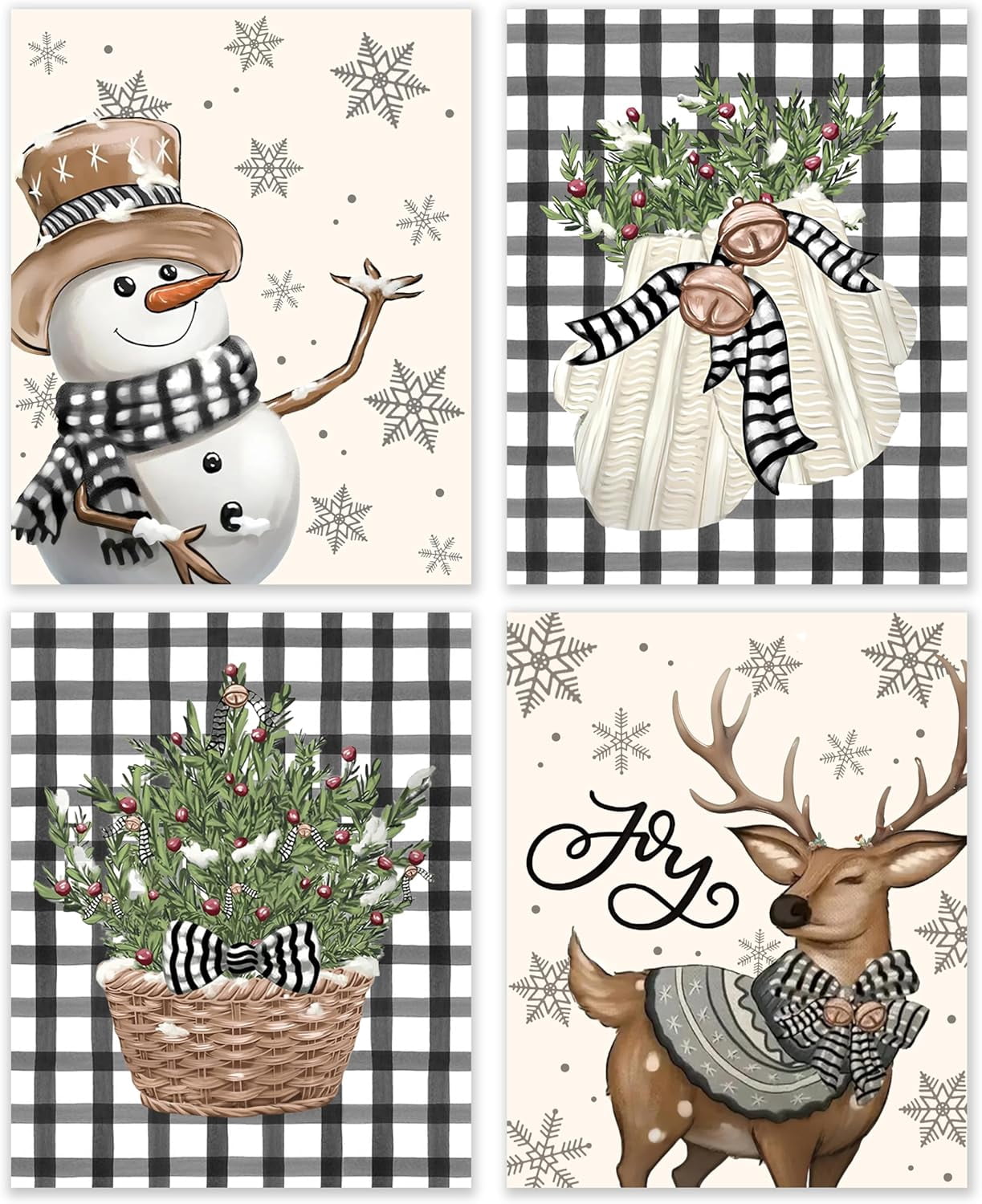 Koesnbre Christmas Wall Decor, Rustic Christmas Snowman Reindeer