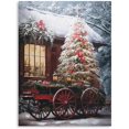 thumbnail image 1 of Koesnbre Red Barn Canvas Wall Art: Christmas Rustic Red Truck Bathroom Decor Christmas Tree Pictures Winter Snow Scene for Holiday Decor Framed Ready To Hang (12"x15"x1 Panel), 1 of 6