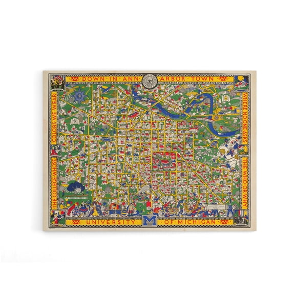 Koessler 1926 Map Michigan University Canvas Wall Art Print 12X16"