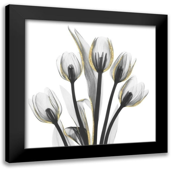 Koetsier, Albert 12x12 Black Modern Framed Museum Art Print Titled - Gold Embellished Tulips 1