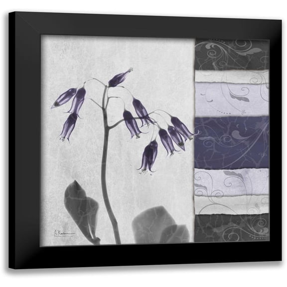 Koetsier, Albert 12x12 Black Modern Framed Museum Art Print Titled - Leaning Bleeding Heart on Damask