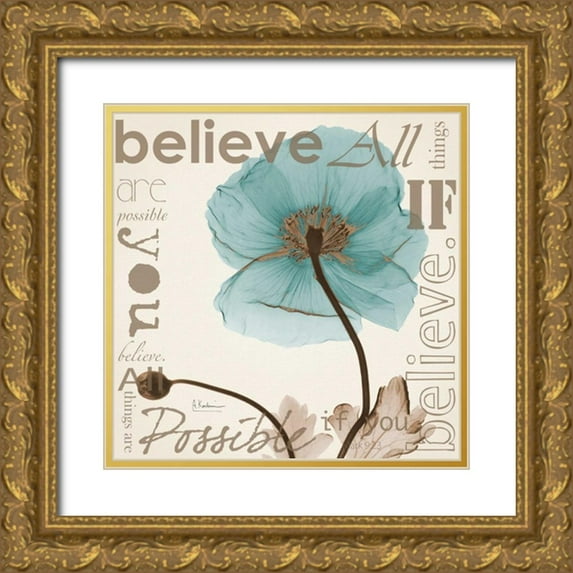 Koetsier, Albert 12x12 Gold Ornate Wood Framed with Double Matting Museum Art Print Titled - Believe - Blue Poppy