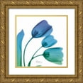 thumbnail image 1 of Koetsier, Albert 12x12 Gold Ornate Wood Framed with Double Matting Museum Art Print Titled - Tulips Turq Blue, 1 of 4