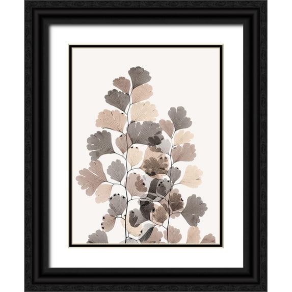 Koetsier, Albert 12x14 Black Ornate Wood Framed with Double Matting Museum Art Print Titled - Earthy Maidenhair Fern