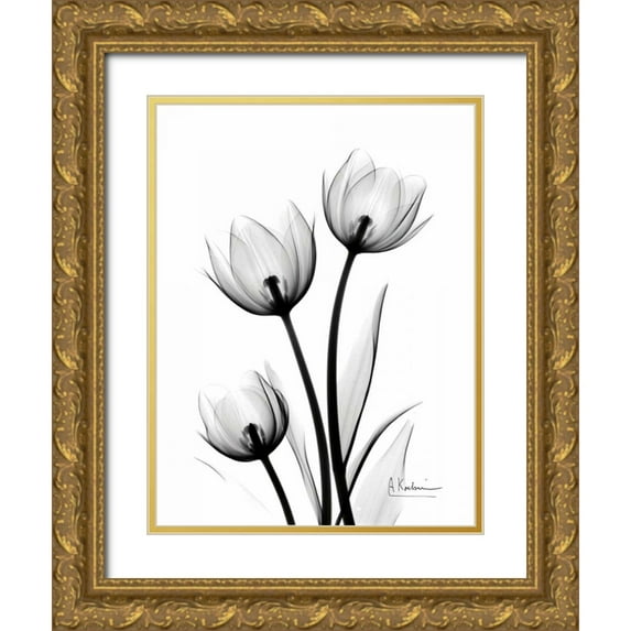 Koetsier, Albert 12x14 Gold Ornate Wood Framed with Double Matting Museum Art Print Titled - Tulips High Contrast