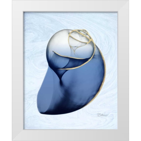 Koetsier, Albert 12x14 White Modern Wood Framed Museum Art Print Titled - Marble Indigo Snail 2
