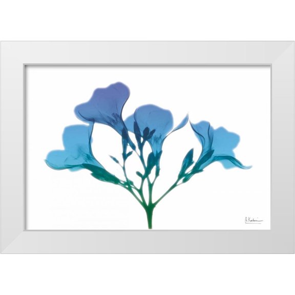Koetsier, Albert 14x11 White Modern Wood Framed Museum Art Print Titled - Oleander Turq Indigo