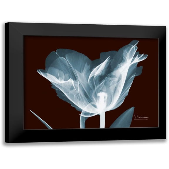 Koetsier, Albert 14x12 Black Modern Framed Museum Art Print Titled - Single Tulip Blue on Red