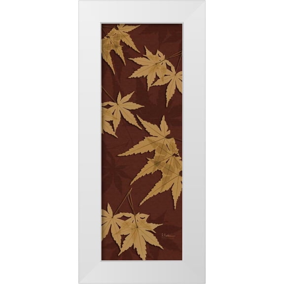 Koetsier, Albert 14x32 White Modern Wood Framed Museum Art Print Titled - Leaves Brown on Red 2