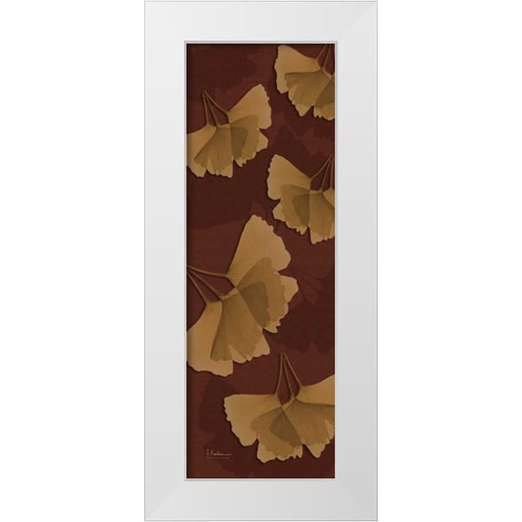 Koetsier, Albert 14x32 White Modern Wood Framed Museum Art Print Titled - Leaves Brown on Red