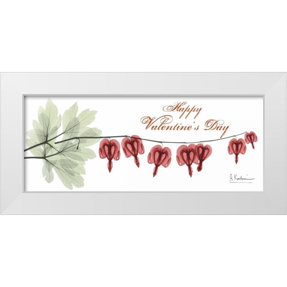 Koetsier, Albert 14x8 White Modern Wood Framed Museum Art Print Titled - Bleeding Heart Valentine