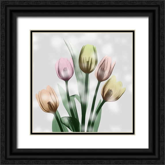 Koetsier, Albert 15x15 Black Ornate Wood Framed with Double Matting Museum Art Print Titled - Awakening Tulips