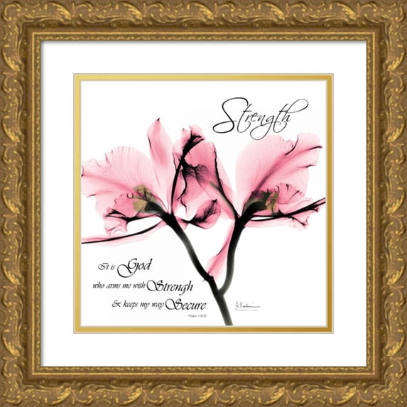 Koetsier, Albert 15x15 Gold Ornate Wood Framed with Double Matting Museum Art Print Titled - Orchid Strength